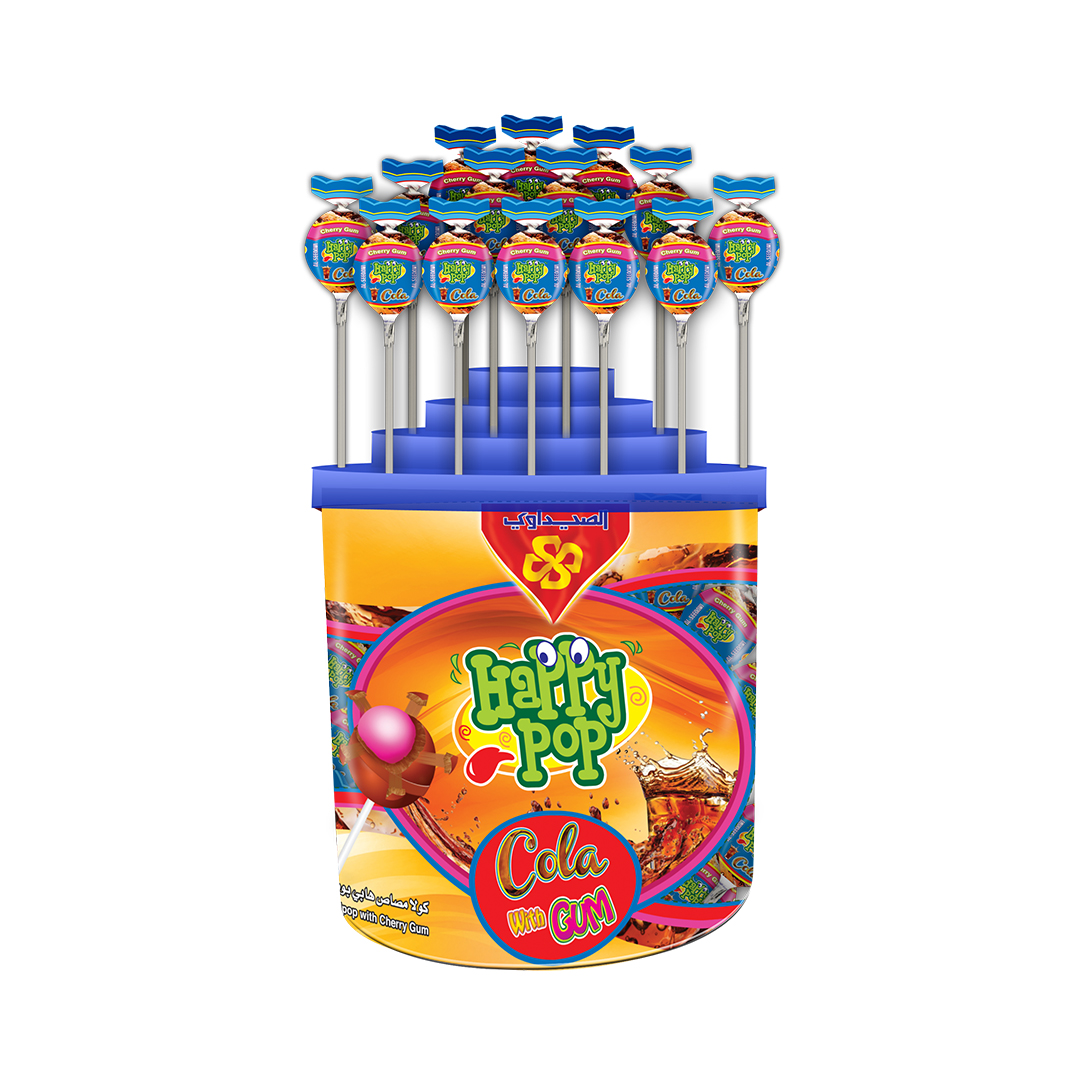 Cola Happy Pop Lollipop with Cherry Gum - Plastic 10gm