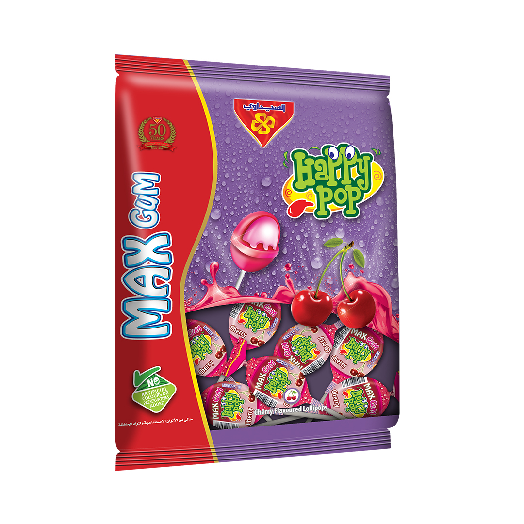 Happy Pop Max Cherry with Gum Bags 18gm
